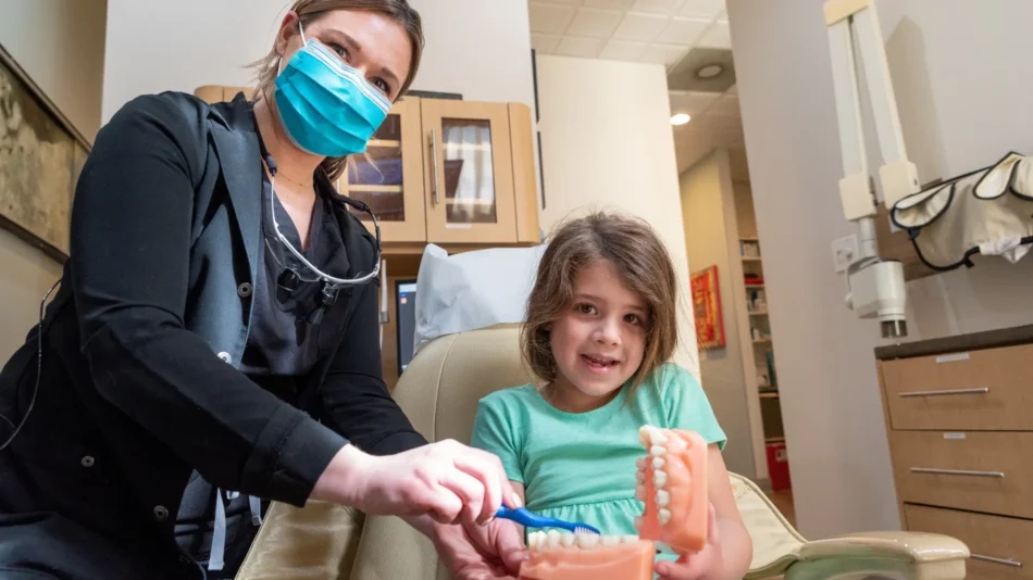 Our dental hygienist with a patient